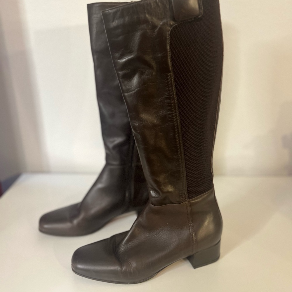 Aquatalia Vero Cuoio Leather Riding Boots in Mocha Womens Size 9